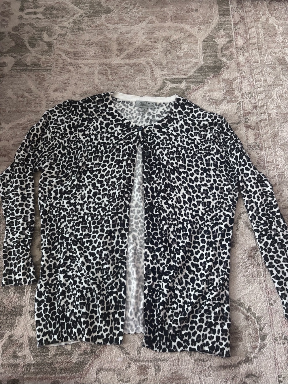 Joseph Black and White Leopard-Print Cardigan